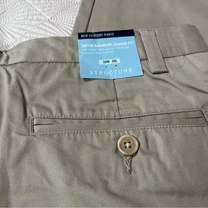 Structure cotton classic fit, flat front chinos 36W 30L
